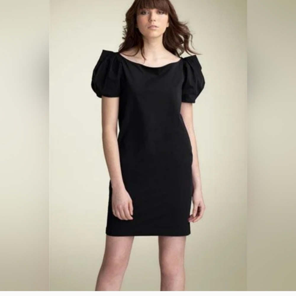 Diane Von Furstenberg Lionel Dress Women Sz 2 Black Puff Sleeves Party Retro